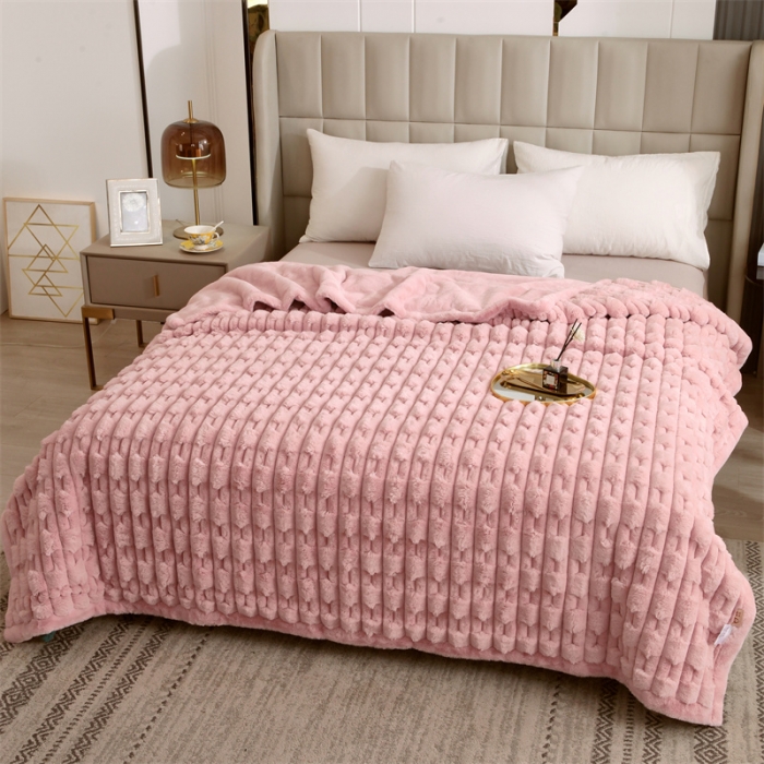 91家纺网 家纺一手货源 找家纺 凯轩 仿裘皮伴侣毛毯毯子 伴侣  粉