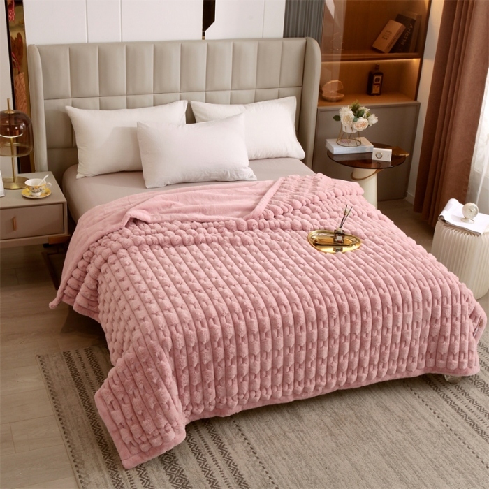 91家纺网 家纺一手货源 找家纺 凯轩 仿裘皮伴侣毛毯毯子 伴侣  粉