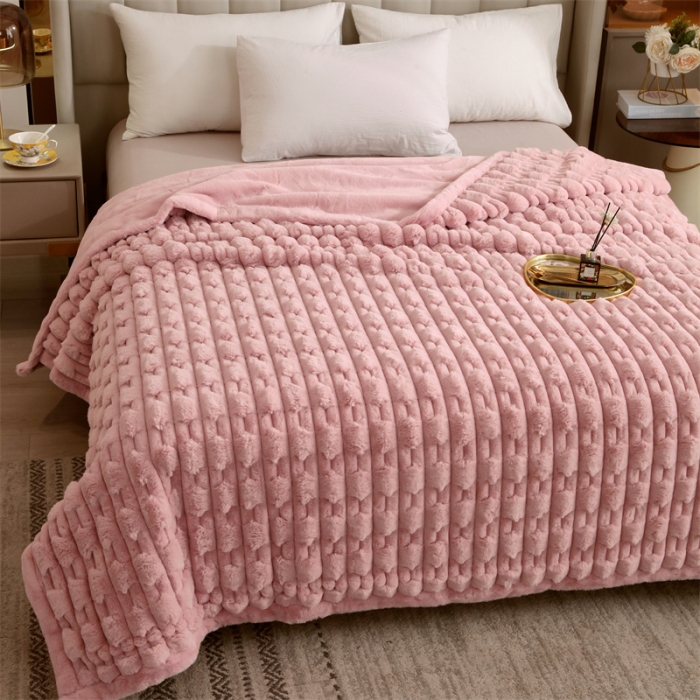 91家纺网 家纺一手货源 找家纺 凯轩 仿裘皮伴侣毛毯毯子 伴侣  粉