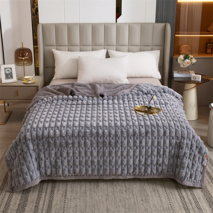 91家纺网 家纺一手货源 找家纺 凯轩 仿裘皮伴侣毛毯毯子 伴侣  灰