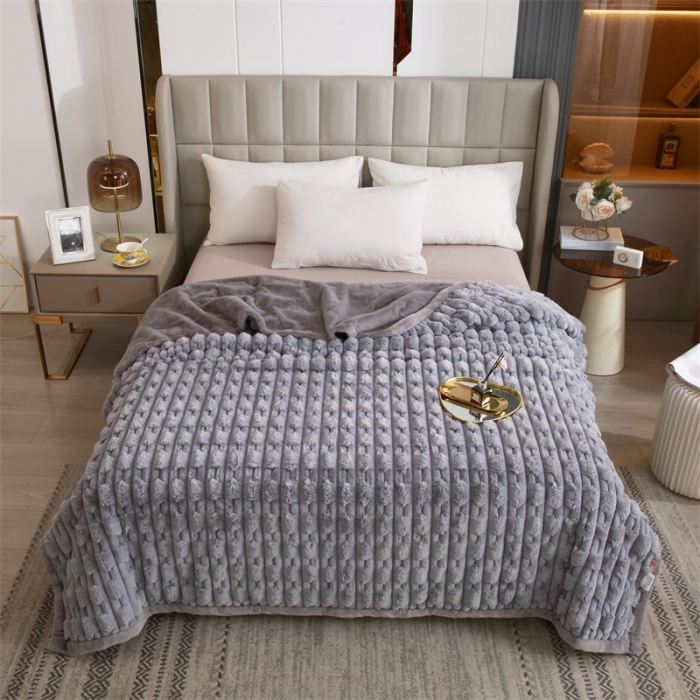 91家纺网 家纺一手货源 找家纺 凯轩 仿裘皮伴侣毛毯毯子 伴侣  灰