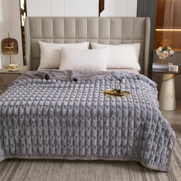 91家纺网 家纺一手货源 找家纺 凯轩 仿裘皮伴侣毛毯毯子 伴侣  灰