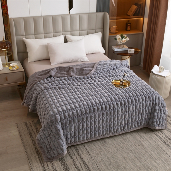 91家纺网 家纺一手货源 找家纺 凯轩 仿裘皮伴侣毛毯毯子 伴侣  灰