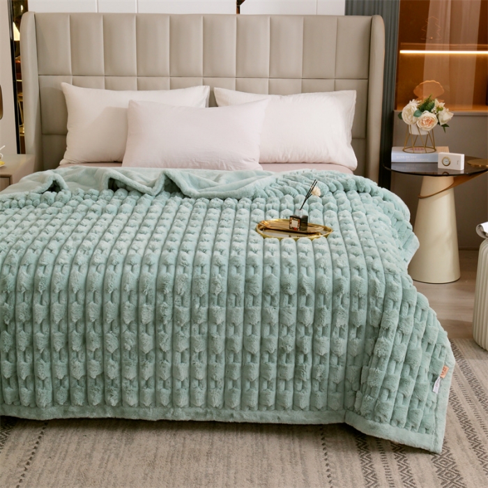 91家纺网 家纺一手货源 找家纺 凯轩 仿裘皮伴侣毛毯毯子 伴侣  灰绿