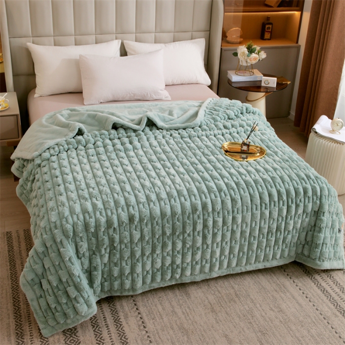 91家纺网 家纺一手货源 找家纺 凯轩 仿裘皮伴侣毛毯毯子 伴侣  灰绿