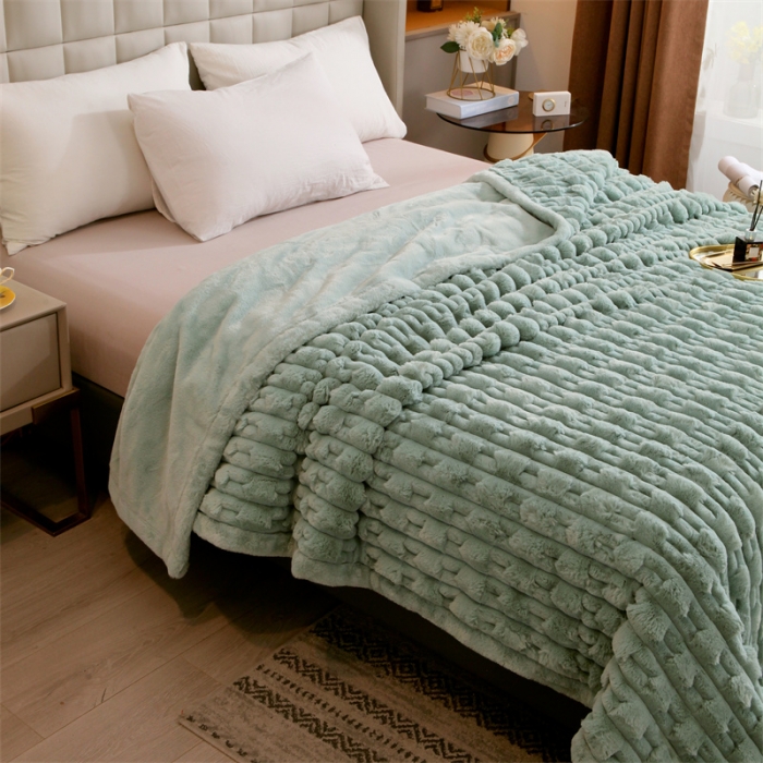 91家纺网 家纺一手货源 找家纺 凯轩 仿裘皮伴侣毛毯毯子 伴侣  灰绿