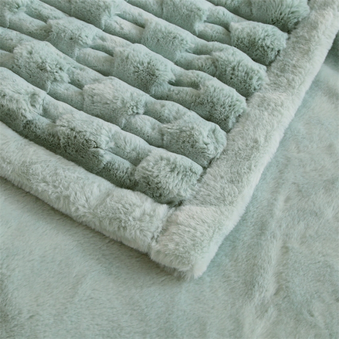 91家纺网 家纺一手货源 找家纺 凯轩 仿裘皮伴侣毛毯毯子 伴侣  灰绿