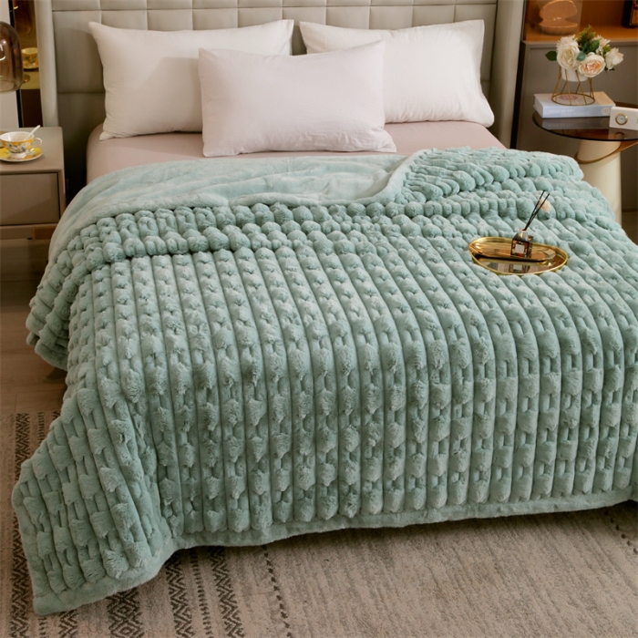 91家纺网 家纺一手货源 找家纺 凯轩 仿裘皮伴侣毛毯毯子 伴侣  灰绿