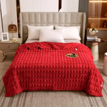 凯轩 仿裘皮伴侣毛毯毯子 伴侣 大红