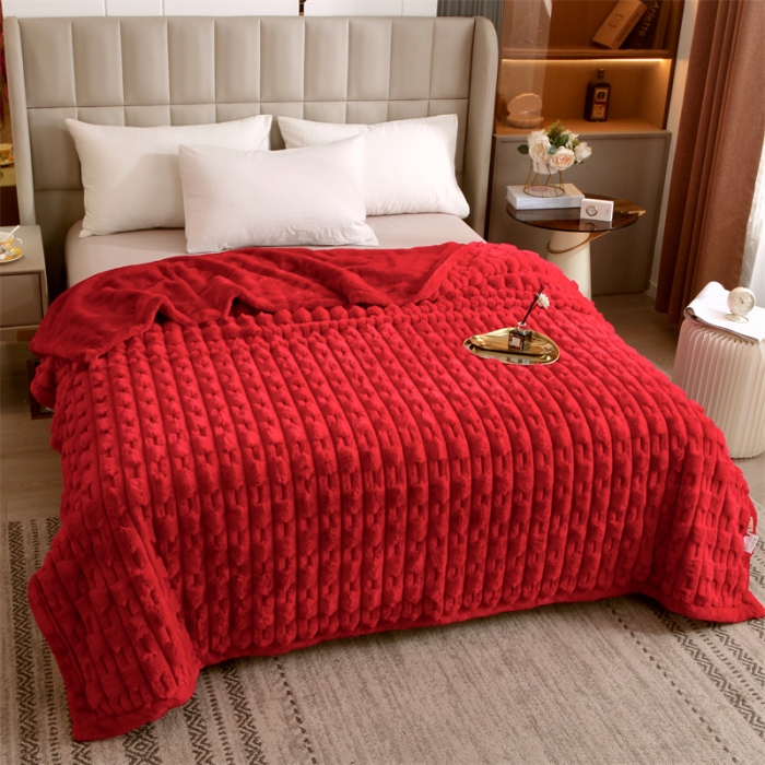 91家纺网 家纺一手货源 找家纺 凯轩 仿裘皮伴侣毛毯毯子 伴侣 大红