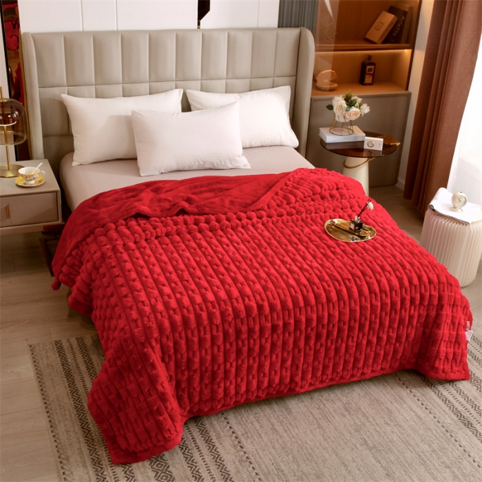 91家纺网 家纺一手货源 找家纺 凯轩 仿裘皮伴侣毛毯毯子 伴侣 大红