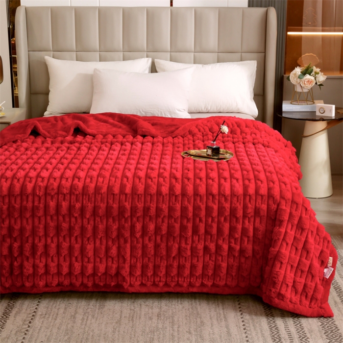 91家纺网 家纺一手货源 找家纺 凯轩 仿裘皮伴侣毛毯毯子 伴侣 大红