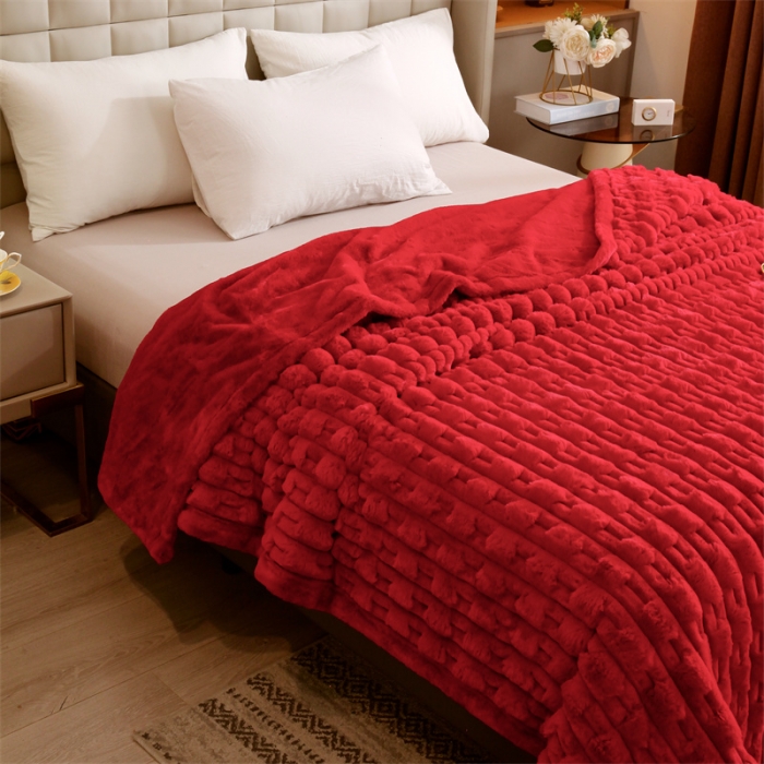 91家纺网 家纺一手货源 找家纺 凯轩 仿裘皮伴侣毛毯毯子 伴侣 大红