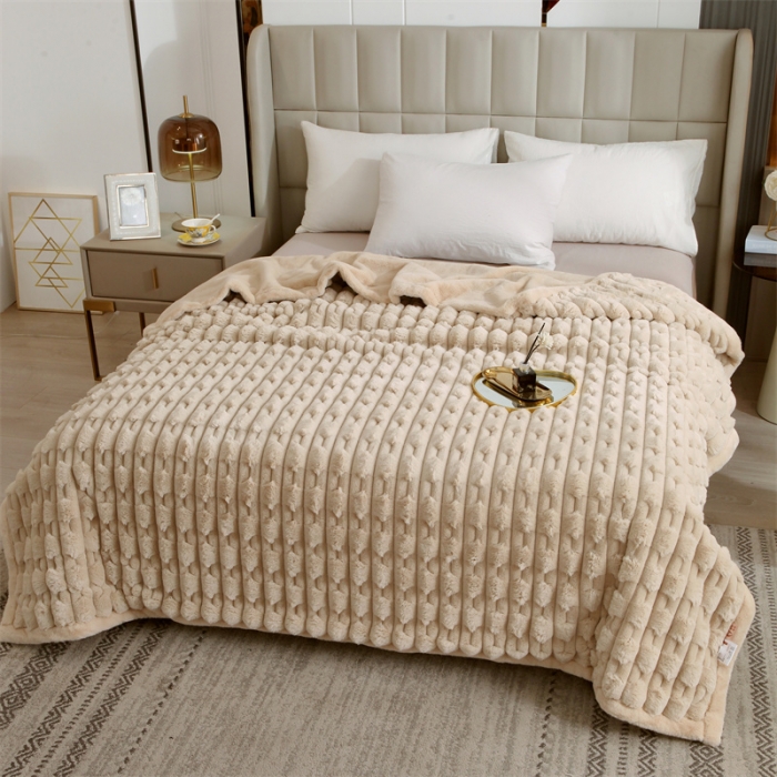 91家纺网 家纺一手货源 找家纺 凯轩 仿裘皮伴侣毛毯毯子 伴侣 米色