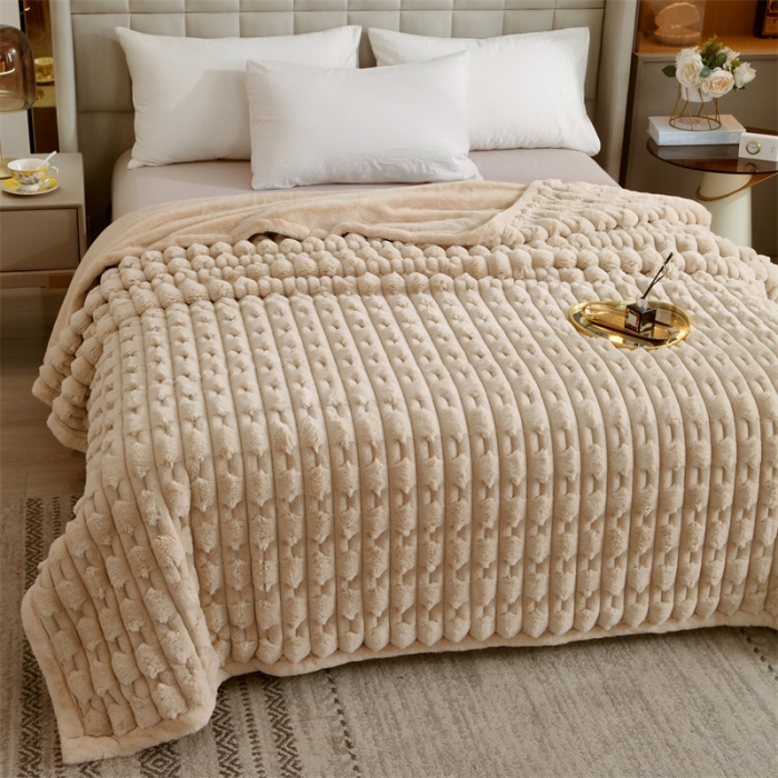 91家纺网 家纺一手货源 找家纺 凯轩 仿裘皮伴侣毛毯毯子 伴侣 米色