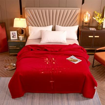 91家纺网 家纺一手货源 找家纺 （总）凯轩 2024新款精品绣花仿兔绒毛毯毯子婚庆毛毯毯子  大红毛毯毯子