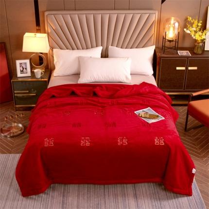 91家纺网 家纺一手货源 找家纺 凯轩 2024新款精品绣花仿兔绒毛毯毯子 喜气生辉