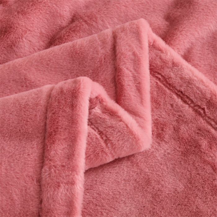 91家纺网 家纺一手货源 找家纺 凯轩 2024新款精品绣花仿兔绒毛毯毯子 蝶恋-粉