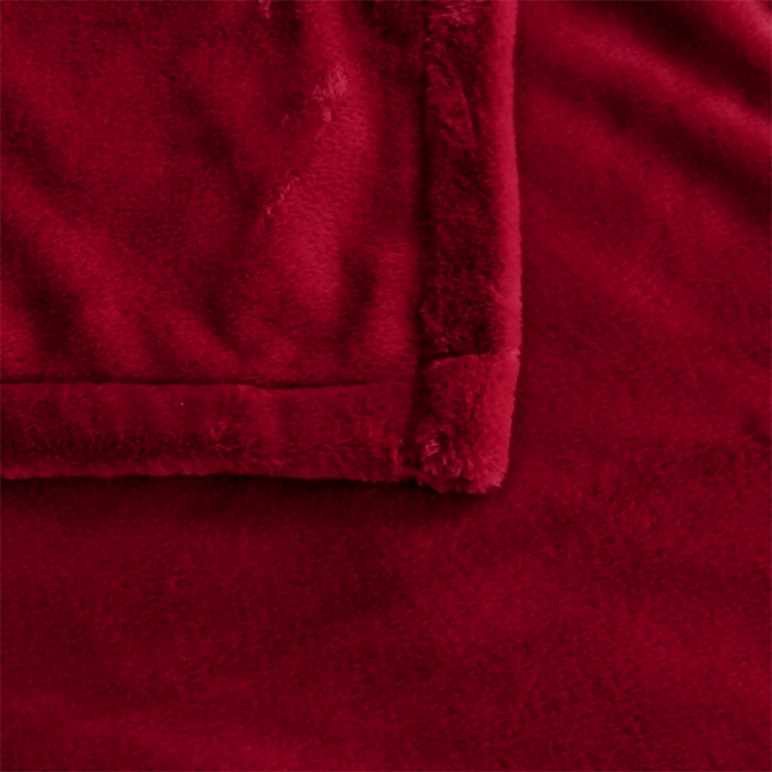 91家纺网 家纺一手货源 找家纺 凯轩 2024新款精品绣花仿兔绒毛毯毯子 蝶恋-酒红