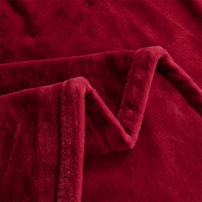 91家纺网 家纺一手货源 找家纺 凯轩 2024新款精品绣花仿兔绒毛毯毯子 蝶恋-酒红