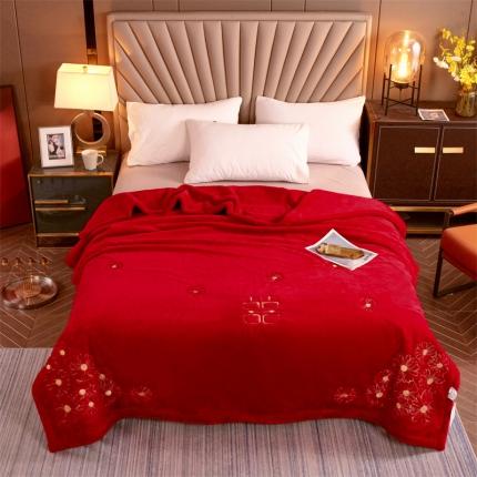 凯轩 2024新款精品绣花仿兔绒毛毯毯子 柔情密意