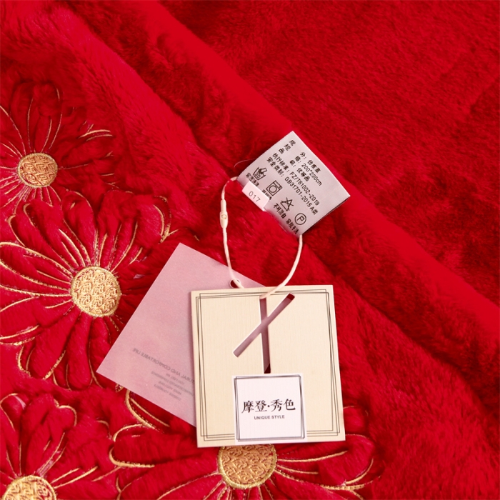 91家纺网 家纺一手货源 找家纺 凯轩 2024新款精品绣花仿兔绒毛毯毯子 幸福一生