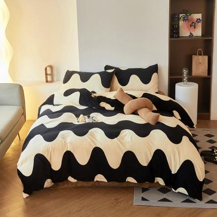 91家纺网 家纺一手货源 找家纺 （总）怡家居 2022秋冬高克重牛奶绒印花四件套