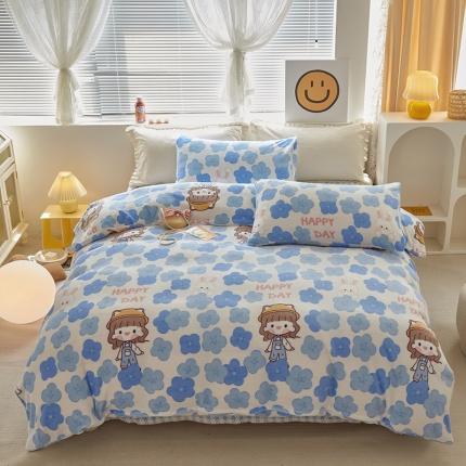 91家纺网 家纺一手货源 找家纺 （总）怡家居 2022秋冬高克重牛奶绒印花四件套