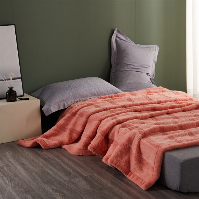 91家纺网 家纺一手货源 找家纺 凯轩 摩登仿羊绒毛毯毯子 豆沙