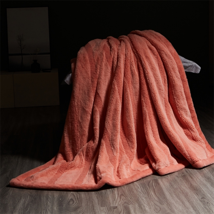 91家纺网 家纺一手货源 找家纺 凯轩 摩登仿羊绒毛毯毯子 豆沙