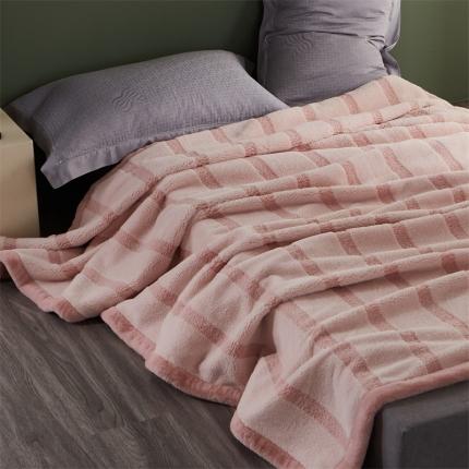 凯轩 摩登仿羊绒毛毯毯子 粉色