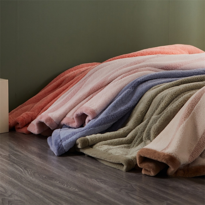 91家纺网 家纺一手货源 找家纺 凯轩 摩登仿羊绒毛毯毯子 粉色
