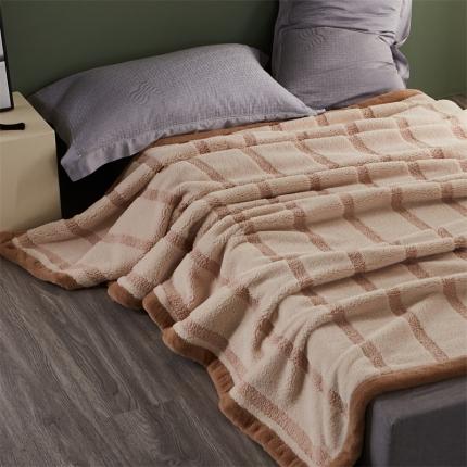 凯轩 摩登仿羊绒毛毯毯子 驼色