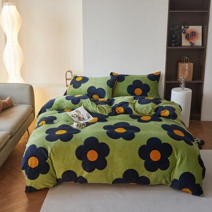 （总）怡家居 2022秋冬高克重牛奶绒印花四件套