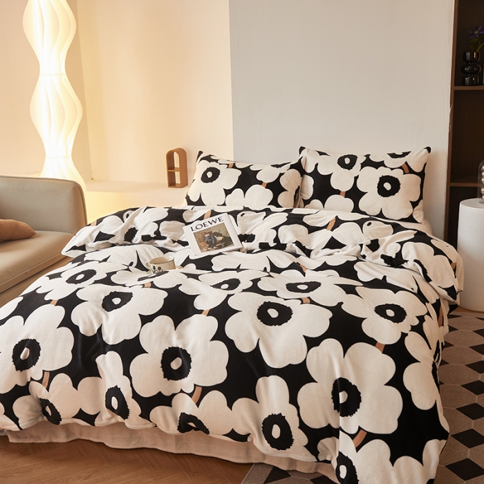 91家纺网 家纺一手货源 找家纺 怡家居 2022秋冬高克重牛奶绒印花四件套 艾西