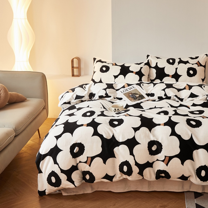 91家纺网 家纺一手货源 找家纺 怡家居 2022秋冬高克重牛奶绒印花四件套 艾西