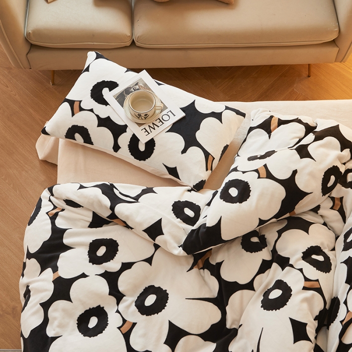 91家纺网 家纺一手货源 找家纺 怡家居 2022秋冬高克重牛奶绒印花四件套 艾西