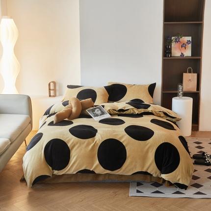 怡家居 2022秋冬高克重牛奶绒印花四件套 波波奶茶