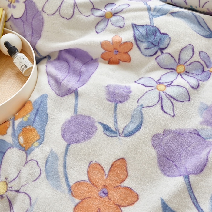 91家纺网 家纺一手货源 找家纺 怡家居 2022秋冬高克重牛奶绒印花四件套 花田