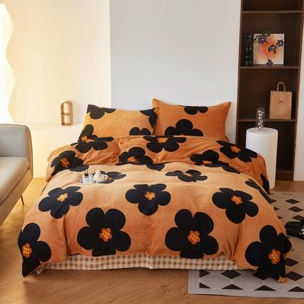 怡家居 2022秋冬高克重牛奶绒印花四件套 花颜