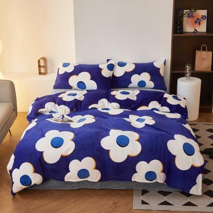 怡家居 2022秋冬高克重牛奶绒印花四件套 蓝图