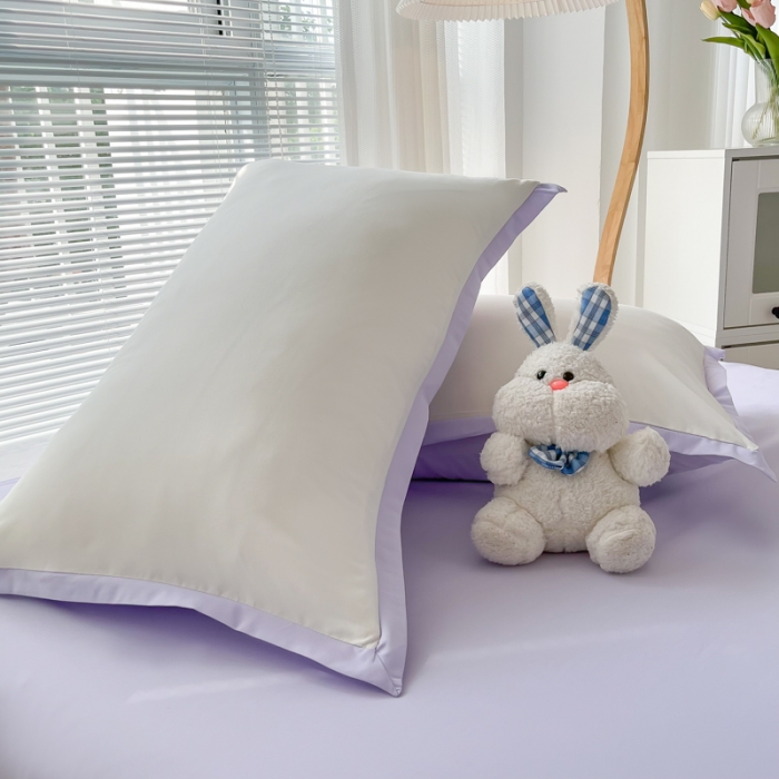 91家纺网 家纺一手货源 找家纺 雨帆家纺 2022新款ins亲肤磨毛双拼四件套 白紫