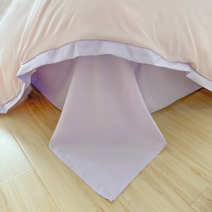 91家纺网 家纺一手货源 找家纺 雨帆家纺 2022新款ins亲肤磨毛双拼四件套 粉紫