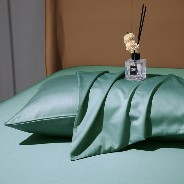 91家纺网 家纺一手货源 找家纺 2022新款全棉纯棉50支双股贡缎长绒棉纯色单枕套纯沐-橄榄绿