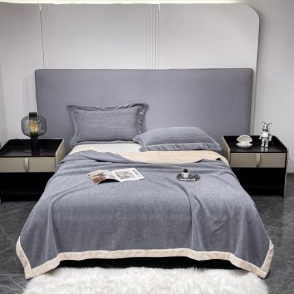 91家纺网 家纺一手货源 找家纺 网客家纺 2024新款毛茸绒复合毯 灰蓝