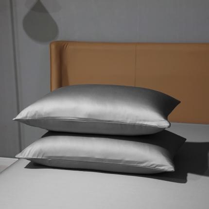 91家纺网 家纺一手货源 找家纺 2022新款全棉纯棉50支双股贡缎长绒棉纯色单枕套纯沐-中度灰