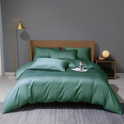 91家纺网 家纺一手货源 找家纺 总-2024新款纯色纯棉全棉50支双股贡缎长绒棉多规格四件套床单款床笠款素色三件套