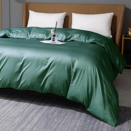 2022全棉纯棉50支双股S贡缎长绒棉纯色单被套 纯沐-橄榄绿