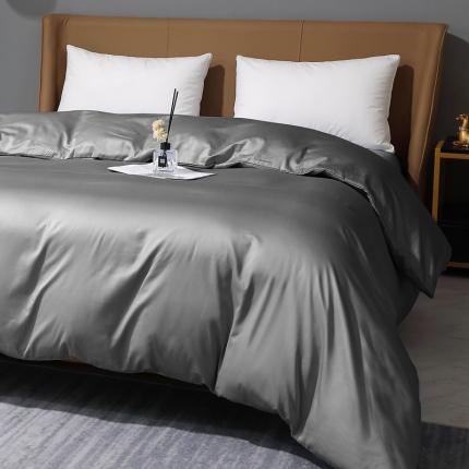 91家纺网 家纺一手货源 找家纺 2022全棉纯棉50支双股S贡缎长绒棉纯色单被套纯沐-中度灰