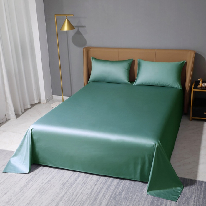 91家纺网 家纺一手货源 找家纺 2022新款纯棉50支双股贡缎长绒棉纯色单床单纯沐-橄榄绿